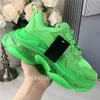 Heren Dames Vrijetijdsschoenen Paris Clear Sole Crystal Bottom Triple-S Vrijetijdsschoenen Dad Shoes Platform Triple S Sneakers Neongroen