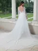 Suknie ślubne Koronkowe Kombinezony z odłączanym pociągiem Długim rękawem Plus Size Wedding Bridal Gown Pant Suit Country Robes de Mariée