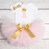 Bebek İlk Doğum Günü Kıyafetleri Mini Tutu 1 Yıl Parti Toddler Vaftiz Kıyafeti Bebek Çocuk Kızlar Için Elbise Bebek Butik Giyim Q1223