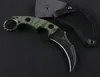 Högkvalitativ fast blad Karambit Utomhus Taktisk Claw Knife D2 Satin Blade Full Tang G10 Handtag med lädermantel