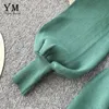 YUOUMUOO Kaliteli Comfy Zarif Örme Kazak Kadın Elbise 2019 Bayanlar Bandaj Parti Elbise Sonbahar Yeşil Midi Elbise Vestidos Y0118