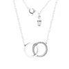 CKK Circles Halsband Real 925 Sterling Silver Link Chain Halsband hängen för kvinnor Fina smycken krage4856632