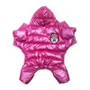 XS-XXL Dog Clothes Winterwarm Pet Dog Jacket Coat Vindskyddade Bomullerade kläder Hoodies för valp 4 Legged Outfit Down Jacket LJ201006