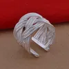 925 Silver Open Ring Women Girl Braided Finger Ring Fashion Jewelry Accessories Gift for Love Friend