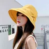 女性のソリッドカラーちょう結びワイドブリムUVの保護夏の反紫外線UPF 50+ Sun Hat Bucket Cap G220311