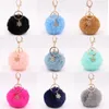 Pom Keychain With Snowflake Pendant Charms Furry Fluffy Plush Ball Keyring For Women Girls Bag Accesso Ornament Holiday Gift1
