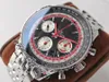 AIF B01 Chronograf 43 Swissair A7750 Automatyczne Zegarek Mens AB01211B1B1A2 Black White Dial Stal Bransoletka 2020 Najlepsza edycja PTBL PUCETIME B2