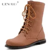 Lsewilly Top Quality Large Size 28-52 Flat Heels Women's Shoes Woman Fashion Ankle Boots Woman Shoes lace up Lady Boots E191