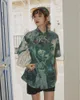 CHEERART Hawaiian Shirt Women Green Van Gogh Oil Painting Print Blouse Loose Plus Size Holiday Tops Short Sleeve Shirt LJ200810