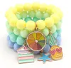 Multi Candy beads kids Lucky Jewelry Bracelet Happy Children love heart Charms pulseras Girl Student regalo