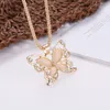pretty Butterfly Necklace Flawless Opal Butterfly Pendant Exquisite Choker Necklace Sweater Chain Opal Stone Necklaces