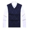 Новый модный бренд свитер для мужского пуловер жилет Slim Fit Jumpers Крадочный клетчатый клетку Освободный в корейском стиле. Одеяная мужская одежда 201125