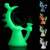 New design 7.6"hand pipes Smoking Accessories water pipe Dab rig Silicone bong portable hookah unbreakable bubbler and glass style