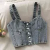 Denim Camisole Women Sexy Mujer Top Party Club Summer Korean Stylege Harajuku All-match Simple Backless Camis Chic Vintage Y220308