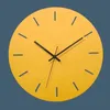 ノルディック大壁時計壁ウォッチウッドモダンリビングルームベッドルームサイレント黄色時計オフィスキッチンペンダル壁画装飾H1230
