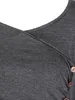 Плюс размер 5XL драпированные цветочные длинные тунические рубашки с длинным рукавом O-шеи кнопки украшенные женские блузки весенние повседневные топы Tee T200321