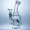 Round Base Bong Recycler Dab Rig Glass Water Bong Smoking Hookah 14mm Joint Bowl with Blue Dot Glass Bong Glass Water Bongs