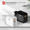 Caricatore PD Typec 18W 25W con QC30 Adaptive Fast Charging QC 30 USB Phone Dual Port Wall Travel Chargers per iPhone 13 15544172
