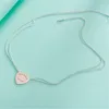 Classic S925 Silver HeartShaped Necklaces Jewelry Lovers Sweet Romantic Love Card Necklace T Holiday Gift Return to F1222280p6899957