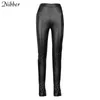 Nibber Black PU Leer gestapelde Y2K -stijl Potloodbroek Dames Autumn Winterbroek Populaire luxueuze ontwerp strakke broek Vrouw