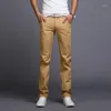 Pantaloni da uomo all'ingrosso-2021 estate uomo business casual slim fit a vita media pantaloni solidi moda uomo dritto cargo maschio chino leggero1