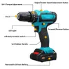 32V Max Cordless Drill 2 Batterier Elektrisk skruvmejsel 2 Speed ​​Impact Drill Power Driver 3 In1 Hammer Electric Hand Drill 201225