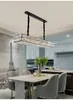 Rectangle crystal chandelier lighting black lustre design led chandeliers for living room kitchen island hanging lamps