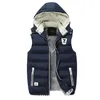 Männer Winter Sleeveless Jacke Casual Weste Männer Windbuchen Mit Kapuze Oberbekleidung Warme Hut Abnehmbare Daunenweste Männer Plus Größe LJ201013