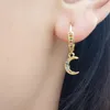 CZ Moon Hoop Earrings Colorful Piercing Huggie Earing Jewelry pendientes aros con piedras de colores Earrings Hoops Small Stones8253531