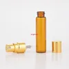100pieces / parti 5ml Portable Amber Glass Parfymflaskor Atomizer Contenitori Kosmetisk Vuoti Med Aluminium Pumpshipping