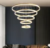 Современная светодиодная люстра для гостиной столовая металлическая люстра освещение, висит золото 5 круг кольца лампа лампа лампа лампы деко техника