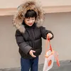 겨울 어린이 코트 모피 칼라 후드 가드 아이의 옷 여자 여자 여자 두껍게 다운 재킷 Y0912 2010221114043