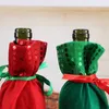 6 PCSLOT Santa Claus Red Wine Bottle Bag Set Juldekorationer Festival Snowman Patterns paljetter Presentv￤skor Navidad 201027