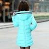 Kadınlar Kış Kapüşonlu Sıcak Ceket Artı Boyutu Şeker Renk Pamuk Yastıklı Ceket Kadın Uzun Parka Bayan Bayan Feminina T200212