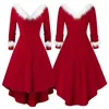 New Arrivals Womens Vintage Santa Christmas Dress Printed Dress Ladies long Sleeve Dresses Sexy Xmas Party Festival Dress S-3XL