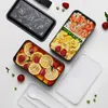 Draagbare rechthoekige lunchbox dubbele plastic gezondheidsmateriaal Bento Box 1200 ml magnetron