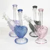 9 pouces en forme de coeur couleur rose narguilés en verre bong dab plates-formes pétrolières bulles conduites d'eau en verre avec un morceau de bol coulissant de 14mm