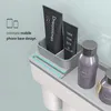 Baispo Home Accessoires de salle de bain Ensembles Porte-brosse à dents à adsorption magnétique avec distributeur de dentifrice Squeezer Rack de stockage LJ201204