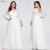 Robe de Soiree Ever Pretty 7412 Long Lace Evening Plares с длинным рукавом зимнее формальное платье Женщины элегантные Abendkleider LJ201224