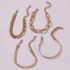 Punk Curb Cuban Chain Bracelets Set for Women Punk Boho Gold Color Thick Chunky Bracelets Bangles Fashion Gothic Jewelry