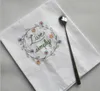Bordado Guardanapos Carta Algodão Tea Toalhas Absorvens Absorvent Tabela Uso de Cozinha Handkerchief Boutique Casamento Pano 5 Designs Sn1912