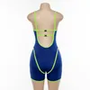 2019 Sexy Fluorescent Rayé Patchwork Dos Nu Butt Combinaisons Femmes Yogaings GYMs Bodycon Sudadera Mujer Barboteuses Combishorts T200704