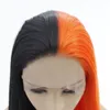 混合色の長い直線の完全な合成レースのフロントかつらのかつらのシミュレーション人間の髪のウィッグParrucche Piene di Capelli Humani