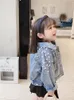 Bahar Sonbahar Çocuk Dış Giyim Kız Ile Inci Uzun Kollu Denim Çocuk Ceket Rahat Mont Moda Yürümeye Başlayan Bebek Giysileri