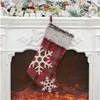 Bolsas de meias para presentes de Natal vermelho ornamentos de floco de neve pingente de pingente de pingente de pelúcia bolsa de decoração de tecido de ladrão