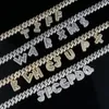 Najwyższa jakość 5A Cubic Zirconia 12 mm szerokość kubańska łańcuch linku złoty kolor lodowany bling bagieta cz 26 alfabet początkowy naszyjnik