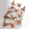 12 pz/lotto Natale effetto 3D farfalle di cristallo adesivo da parete bellissima farfalla per la decorazione domestica dell'albero di Natale