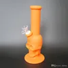 Narguilé Silicone Bongs Crâne type pipe à eau huile fumant bécher capiteux Dab Rigs Percolateurs Perc Amovible Droit Avec Bol En Verre