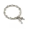 12Pcs Antique Silver Catholic Religious Alloy Strands Bracelets For Men Women Christ Juses Cross Virgin Mary Pendant Bangles C-79