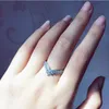 Clear Cz Diamond Princess Wish Ring Set Original Box per 925 anelli CZ in argento sterling femminile Rings a corona di nozze 5230126295i6304858